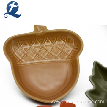 Custom Acorns Ceramic Leaves Plate